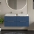 Hudson Reed Fluted Wall Hung 4-Drawer Vanity Unit with Carrera Marble Worktop 1200mm Wide - Satin Blue | Thumbnail Image