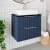 Hudson Reed Fluted Wall Hung 2-Drawer Vanity Unit with Sparkling Black Worktop 600mm Wide - Satin Blue