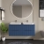 Hudson Reed Fluted Wall Hung 4-Drawer Vanity Unit with Worktop 1200mm Wide - Satin Blue