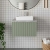 Hudson Reed Fluted Wall Hung 1-Drawer Vanity Unit with Bellato Grey Worktop 600mm Wide - Satin Green
