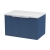 Hudson Reed Fluted Wall Hung 1-Drawer Vanity Unit with Sparkling White Worktop 600mm Wide - Satin Blue
