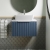 Hudson Reed Fluted Wall Hung 1-Drawer Vanity Unit with Sparkling White Worktop 600mm Wide - Satin Blue