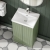 Hudson Reed Fluted Floor Standing 2-Door Vanity Unit with Basin 3 500mm Wide - Satin Green | Thumbnail Image