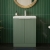 Hudson Reed Fluted Floor Standing 2-Door Vanity Unit with Basin 3 600mm Wide - Satin Green