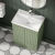 Hudson Reed Fluted Floor Standing 2-Door Vanity Unit with Basin 3 600mm Wide - Satin Green | Thumbnail Image