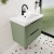 Hudson Reed Fluted Wall Hung 2-Drawer Vanity Unit with Basin 1 500mm Wide - Satin Green