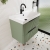 Hudson Reed Fluted Wall Hung 2-Drawer Vanity Unit with Basin 3 600mm Wide - Satin Green