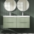 Hudson Reed Fluted Wall Hung 4-Drawer Vanity Unit with Double Polymarble Basin 1200mm Wide - Satin Green | Thumbnail Image