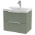 Hudson Reed Fluted Wall Hung 2-Drawer Vanity Unit with Basin 3 600mm Wide - Satin Green