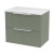 Hudson Reed Fluted Wall Hung 2-Drawer Vanity Unit with Sparkling White Worktop 600mm Wide - Satin Green