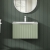 Hudson Reed Fluted Wall Hung 1-Drawer Vanity Unit with Basin 2 600mm Wide - Satin Green | Thumbnail Image