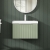 Hudson Reed Fluted Wall Hung 1-Drawer Vanity Unit with Basin 3 600mm Wide - Satin Green | Thumbnail Image
