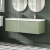 Hudson Reed Fluted Wall Hung 2-Drawer Vanity Unit with Double Ceramic Basin 1200mm Wide - Satin Green | Thumbnail Image