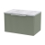 Hudson Reed Fluted Wall Hung 1-Drawer Vanity Unit with Bellato Grey Worktop 600mm Wide - Satin Green