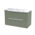 Hudson Reed Fluted Wall Hung 2-Drawer Vanity Unit with Carrera Marble Worktop 800mm Wide - Satin Green | Thumbnail Image