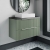 Hudson Reed Fluted Wall Hung 2-Drawer Vanity Unit with Sparkling Black Worktop 800mm Wide - Satin Green