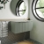Hudson Reed Fluted Wall Hung 1-Drawer Vanity Unit with Worktop 800mm Wide - Satin Green