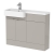 Hudson Reed Fusion LH Combination Unit with Square Semi Recessed Basin 1100mm Wide - Pebble Grey