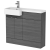 Hudson Reed Fusion LH Combination Unit with Square Semi Recessed Basin 1000mm Wide - Anthracite Woodgrain