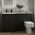 Hudson Reed Fusion LH Combination Unit with 600mm WC Unit - 1500mm Wide - Charcoal Black Woodgrain