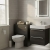 Hudson Reed Fusion Compact WC Unit with Coloured Worktop 600mm Wide - Anthracite Woodgrain
