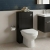 Hudson Reed Fusion Compact WC Unit with Coloured Worktop 500mm Wide - Charcoal Black Woodgrain