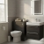 Hudson Reed Fusion Compact WC Unit with Coloured Worktop 600mm Wide - Charcoal Black Woodgrain