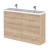 Hudson Reed Fusion Floor Standing 4-Door Vanity Unit with Double Ceramic Basin 1200mm Wide - Bleached Oak | Thumbnail Image