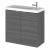 Hudson Reed Fusion Wall Hung 2-Door Vanity Unit with Compact Basin 600mm Wide - Anthracite Woodgrain