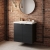 Hudson Reed Fusion Wall Hung 2-Door Vanity Unit with Basin 600mm Wide - Charcoal Black Woodgrain | Thumbnail Image