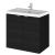 Hudson Reed Fusion Wall Hung 2-Door Vanity Unit with Ceramic Basin 600mm Wide - Charcoal Black Woodgrain