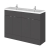 Hudson Reed Fusion Floor Standing 4-Door Vanity Unit with Double Ceramic Basin 1200mm Wide - Gloss Grey | Thumbnail Image