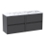 Havana Wall Hung 4-Drawer Vanity Unit with Carrera Marble Worktop 1200mm Wide - Graphite Grey Woodgrain | Thumbnail Image