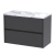 Havana Wall Hung 2-Drawer Vanity Unit with Carrera Marble Worktop 800mm Wide - Graphite Grey Woodgrain | Thumbnail Image