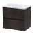 Havana Wall Hung 2-Drawer Vanity Unit with Carrera Marble Worktop 600mm Wide - Metallic Slate | Thumbnail Image