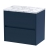 Havana Wall Hung 2-Drawer Vanity Unit with Carrera Marble Worktop 600mm Wide - Midnight Blue | Thumbnail Image