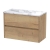 Havana Wall Hung 2-Drawer Vanity Unit with Carrera Marble Worktop 800mm Wide - Autumn Oak | Thumbnail Image