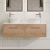 Hudson Reed Juno Wall Hung 2-Drawer Vanity Unit with Carrara Marble Worktop 1200mm Wide - Autumn Oak | Thumbnail Image