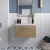 Hudson Reed Juno Wall Hung 1-Drawer Vanity Unit with Sparkling White Worktop 600mm Wide - Autumn Oak
