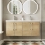 Hudson Reed Juno Wall Hung 4-Door Vanity Unit with Double Polymarble Basin 1200mm Wide - Autumn Oak | Thumbnail Image