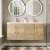 Hudson Reed Juno Wall Hung 4-Door Vanity Unit with Double Ceramic Basin 1200mm Wide - Autumn Oak | Thumbnail Image