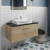Hudson Reed Juno Wall Hung 1-Drawer Vanity Unit with Sparkling Black Worktop 800mm Wide - Autumn Oak