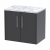 Hudson Reed Juno Wall Hung 2-Door Vanity Unit with Carrera Marble Worktop 600mm Wide - Graphite Grey Woodgrain | Thumbnail Image