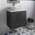 Hudson Reed Juno Wall Hung 2-Door Vanity Unit with Carrera Marble Worktop 600mm Wide - Graphite Grey Woodgrain | Thumbnail Image
