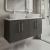 Hudson Reed Juno Wall Hung 4-Door Vanity Unit with Carrera Marble Worktop 1200mm Wide - Graphite Grey Woodgrain | Thumbnail Image