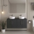 Hudson Reed Juno Wall Hung 4-Door Vanity Unit with Worktop 1200mm Wide - Graphite Grey