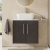 Hudson Reed Juno Wall Hung 2-Door Vanity Unit with Carrara Marble Worktop 600mm Wide - Metallic Slate | Thumbnail Image