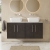 Hudson Reed Juno Wall Hung 4-Door Vanity Unit with Carrara Marble Worktop 1200mm Wide - Metallic Slate | Thumbnail Image