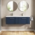 Hudson Reed Juno Wall Hung 2-Drawer Vanity Unit with Double Ceramic Basin 1200mm Wide - Midnight Blue | Thumbnail Image