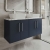 Hudson Reed Juno Wall Hung 4-Door Vanity Unit with Carrera Marble Worktop 1200mm Wide - Midnight Blue